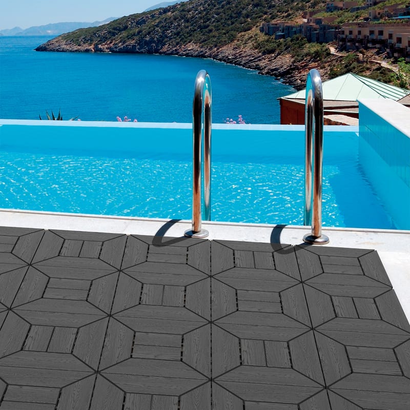 12"Balcony Deck Tiles, DIY Interlocking Deck Floor Tiles, Indoor And Outdoor Tiles, For Poolside Balcony, Backyard, 44 Pieces