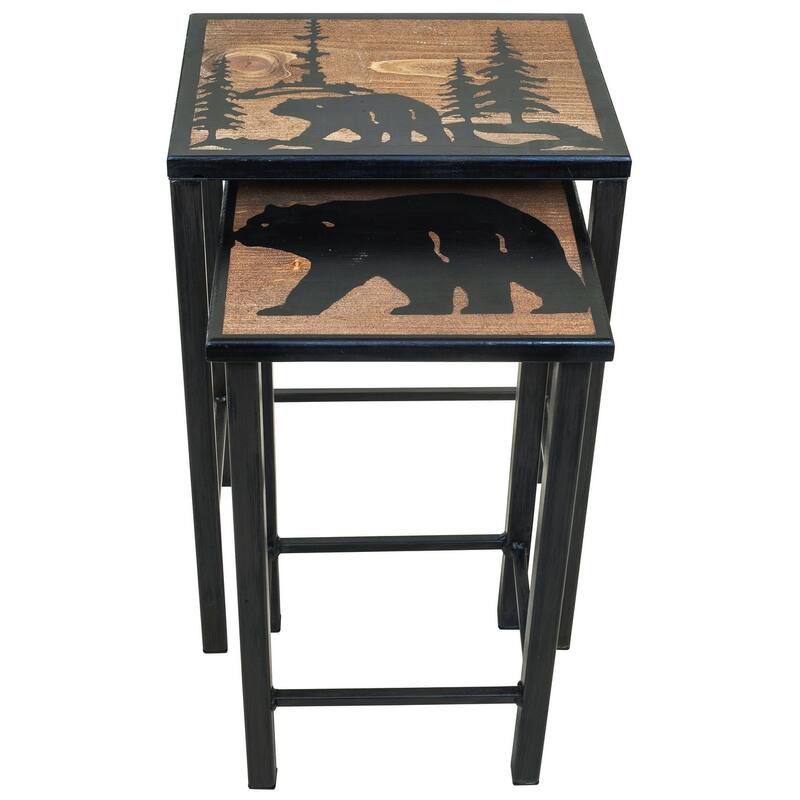 Rustic Nesting End Table Set - Bear