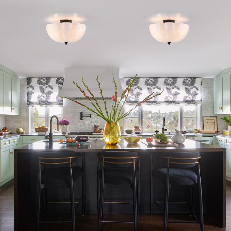 3 Light Glass Ceiling Light Fixture Gold Semi Flush Mount Ceiling Light Fixture