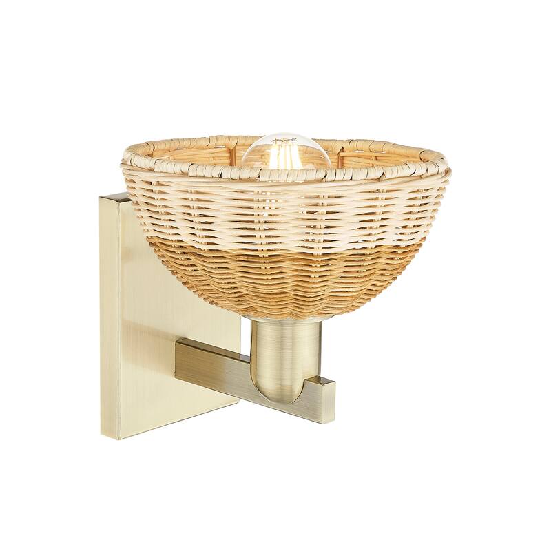 Innovations Lighting Downtown Urban - Natural Ballston Dome - 1 Light 7" Wall-mounted Sconce with Basketweave Shade