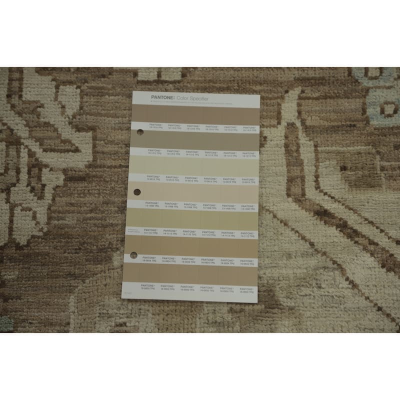 Hand Knotted Oriental 100% Wool Carpet Transitional All-Over Brown Oushak Area Rug - 10' 0'' X 7' 9''