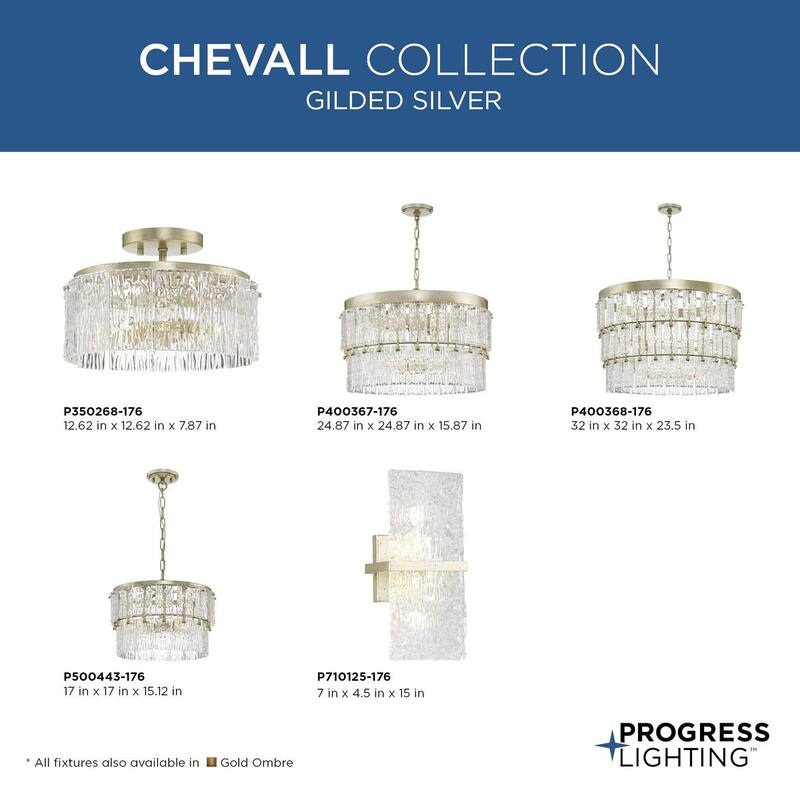 Chevall Collection Three-Light Gilded Silver Modern Organic Pendant - 17 in x 17 in x 15.12 in