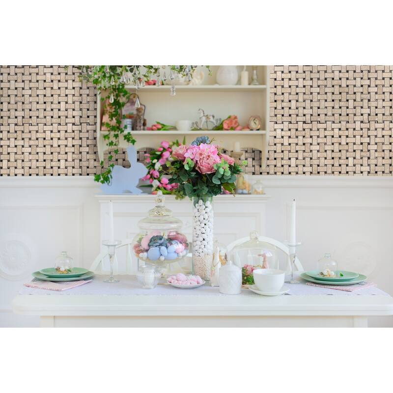 The Tile Life Santorini Basketweave 0.44x0.88 Taupe Marble Floor & Wall Tile