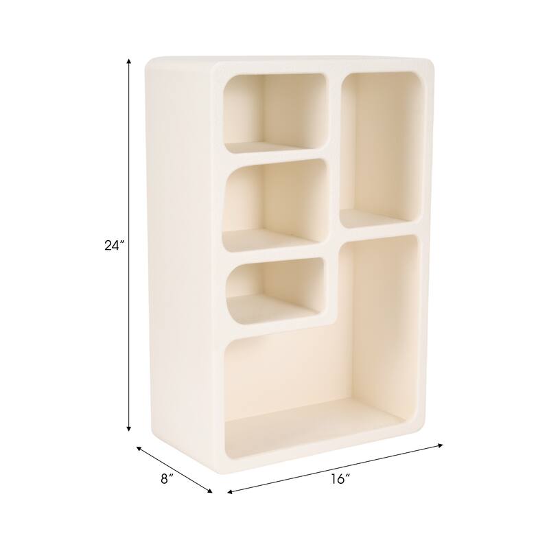 Sagebrook Home 24-inch White Rectangular Rough Finish MDF Wall Shelf for Chic Wall Storage and Home Decoration - 16" x 8" x 24"