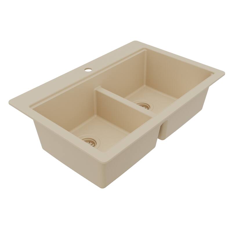 Photo inspiration: Fresh Look at 33 Top Mount Double Bowl Quartz Kitchen Sink Kit Overstock