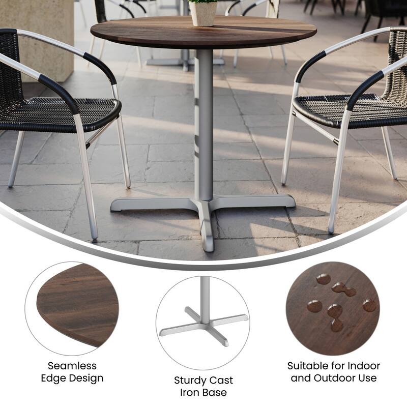 Commercial All-Weather HPL Tabletop with Crisscross Base - 36"W x 36"D x 31"H