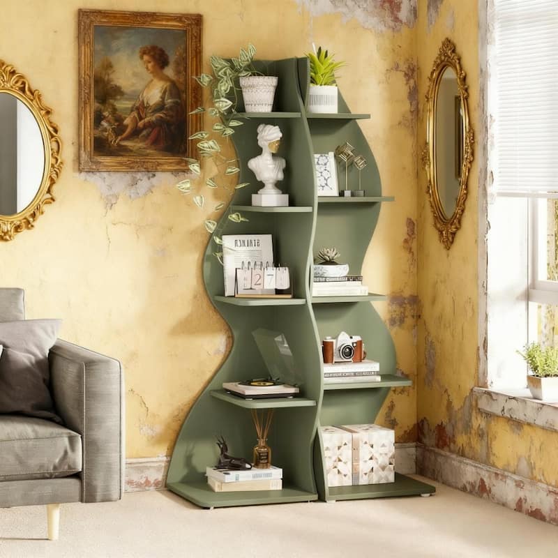 5-Tier Wall Corner Bookshelf Corner Shelf Storage Rack Plant Stand