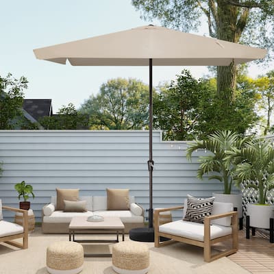 8FT Outdoor Market Umbrella with Tilt Button Sagging Edge and Stable Full-Metal Pole