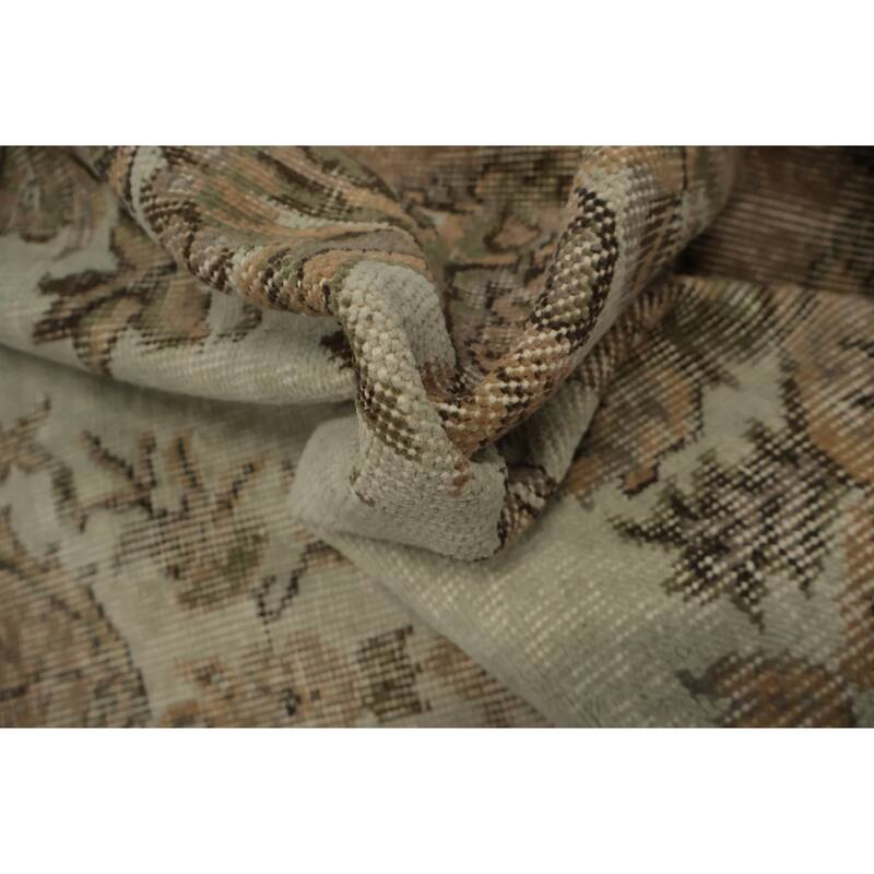 Hand Knotted Oriental 100% Wool Carpet Transitional Floral Beige & Ivories Anatolian Area Rug - 9' 1'' X 5' 7''