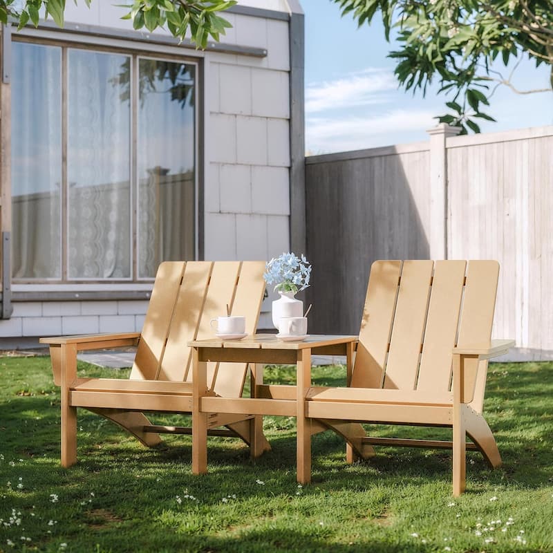 Outdoor Beach Ottoman, Sectional Adirondack Chairs Two Seat with Table - 2-in-1