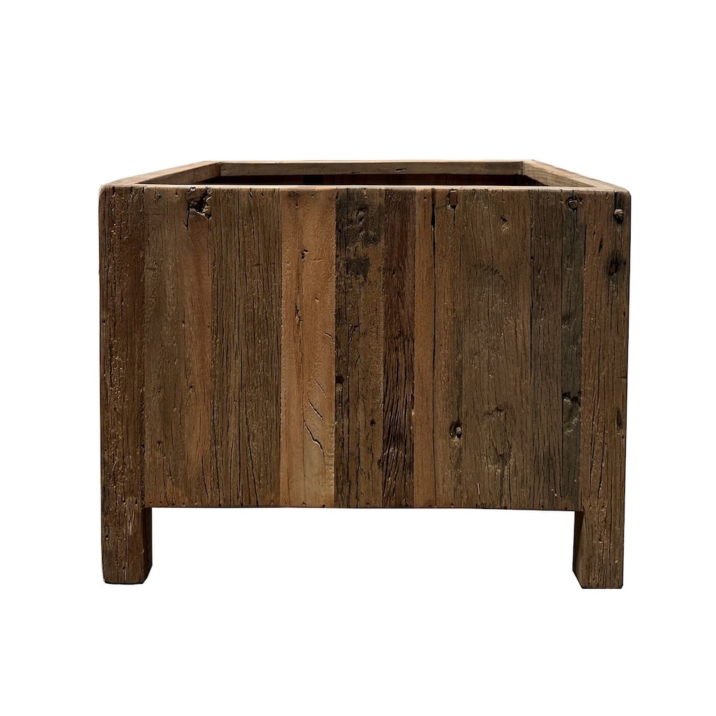 Small Wooden Planter Natural H 17.8" & L 23.5"