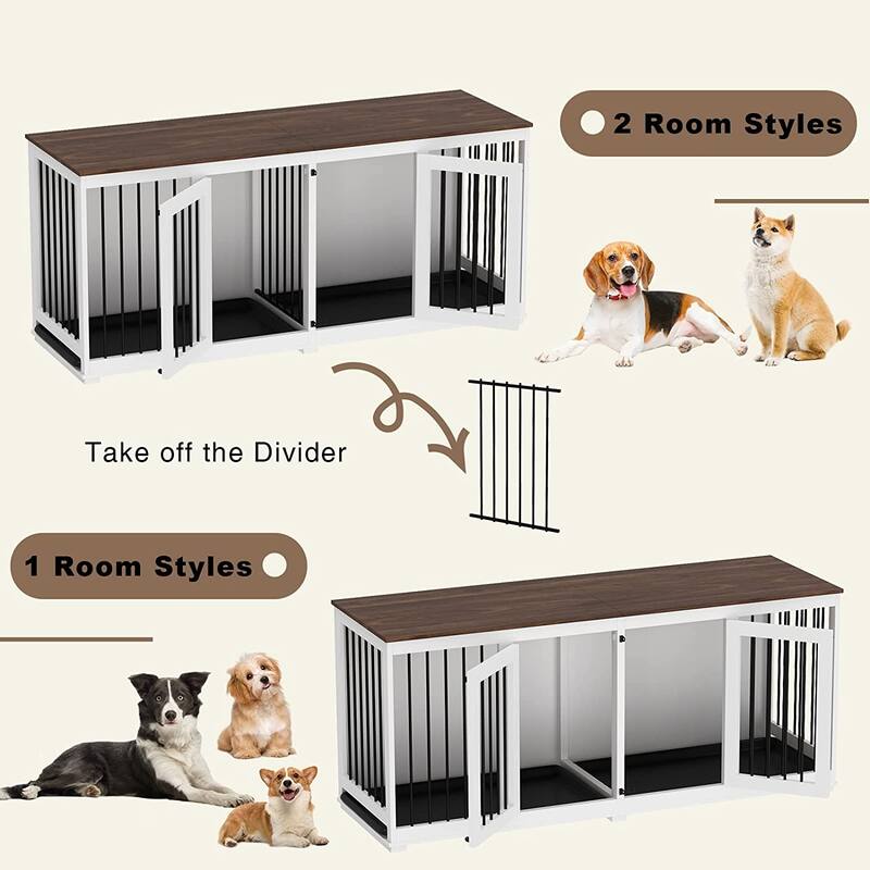 Spacious Dog Crate Furniture w/Convenient Drawers Dog Kennel Solution