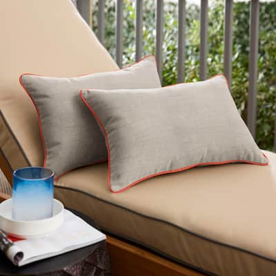 Sunbrella Cast Silver/ Canvas Melon Indoor/ Outdoor Pillow Set