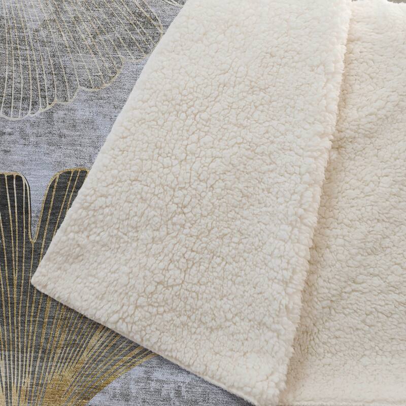 Premium Machine Washable Floral Petal Sherpa Throw Blanket