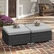 preview thumbnail 23 of 22, FINCATI Outdoor Wicker Ottoman (Set of 2) with Cushions Boho Patio Metal Frame Footrest for Porch, Balconies