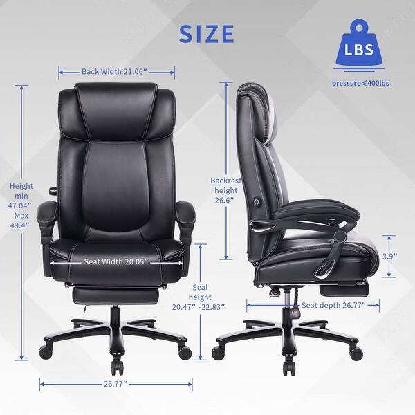 Office Chair with Footrest 400lb Big and Tall Computer Gaming Chair