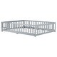 preview thumbnail 43 of 43, White Full Size Wooden Floor Bed with Fence & Door, Rubber, Safety Guardrails