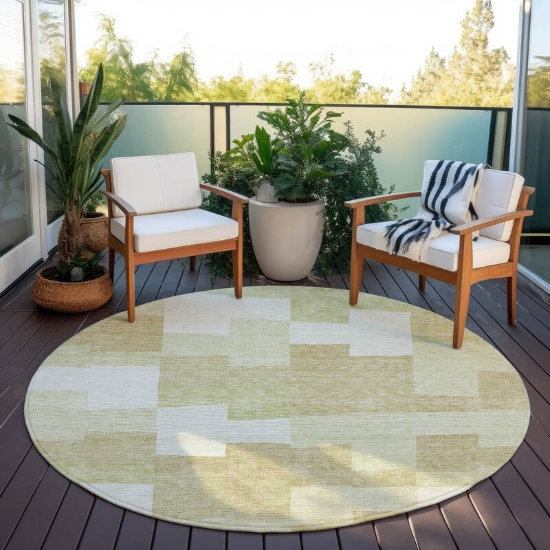 Machine Washable Indoor/ Outdoor Chantille Modern Blocks Rug