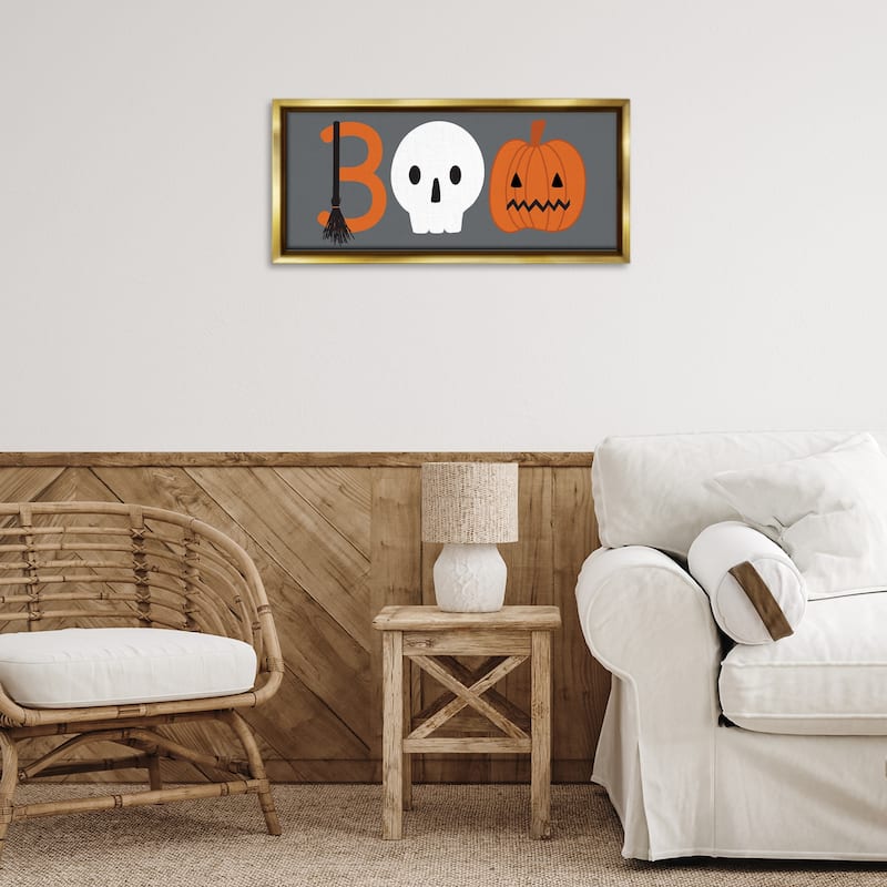 Stupell Boo Halloween Fun Typography Framed Floater Canvas Wall Art Design By Sazerelli Designs