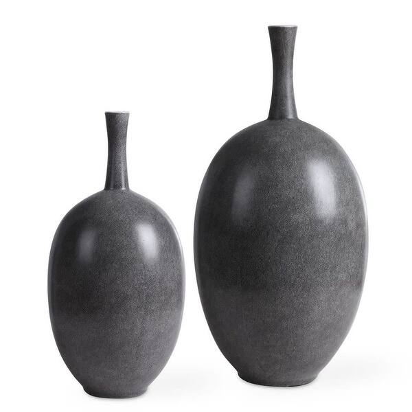slide 2 of 5, Uttermost 17711 Riordan 19-3/4" Tall Ceramic Vase - Set of 2 Black / White