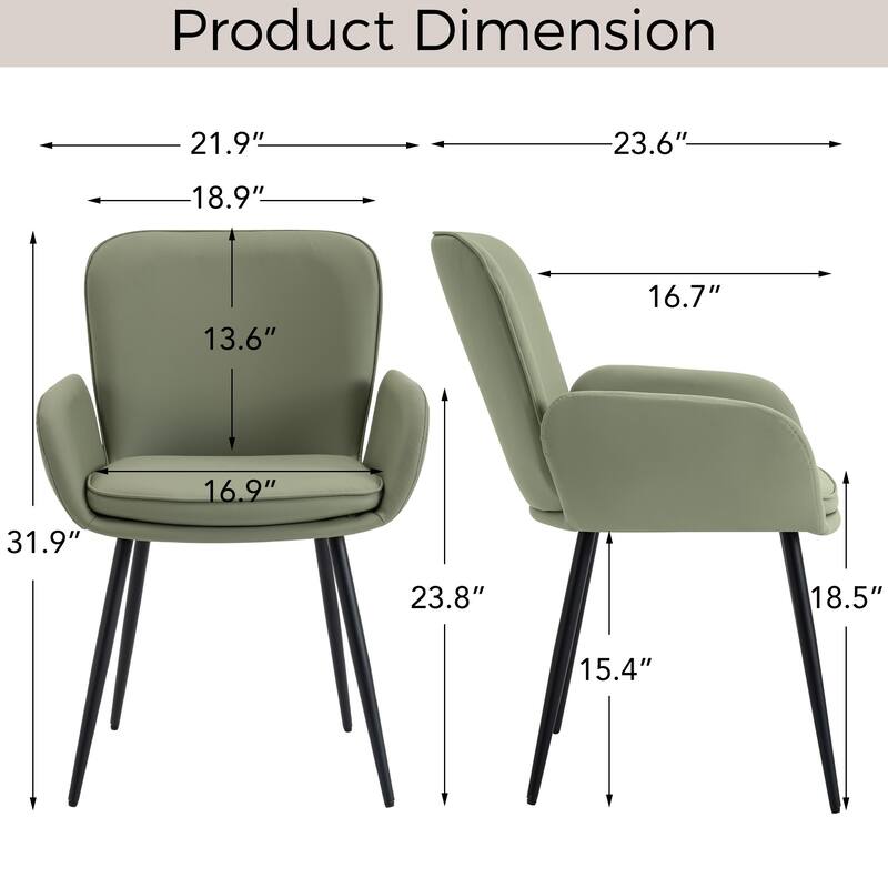 Set of 2 Cat-Scratch Resistant Dining Chairs with Gold Metal Legs