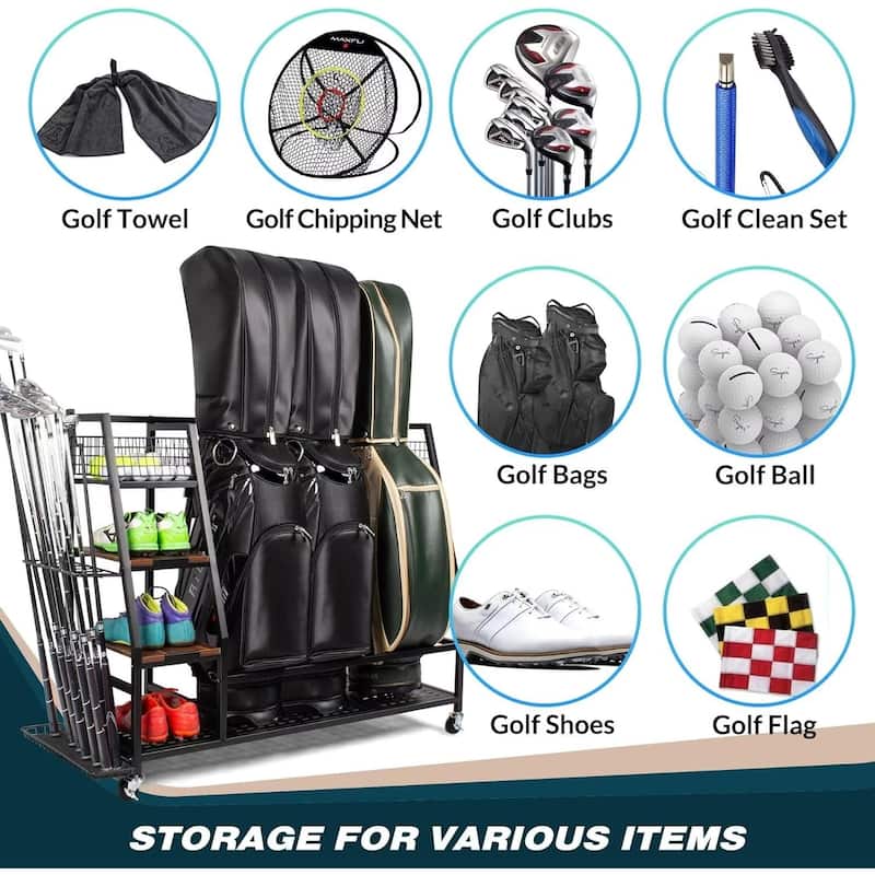 Sttoraboks Golf Bags Storage Garage Organizer, Fits 2/3 Golf Bags and Golf Equipment Accessories
