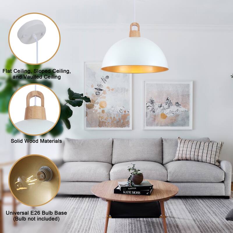 1 - light Industrial Dome Pendant Modern Hanging Lamp for Dining Room Living Room Foyer
