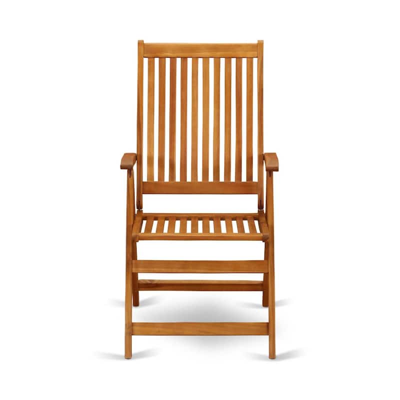 Outdoor Folding Arm Chairs - Acacia Wood Patio Seating - Set of 2 - 41.2