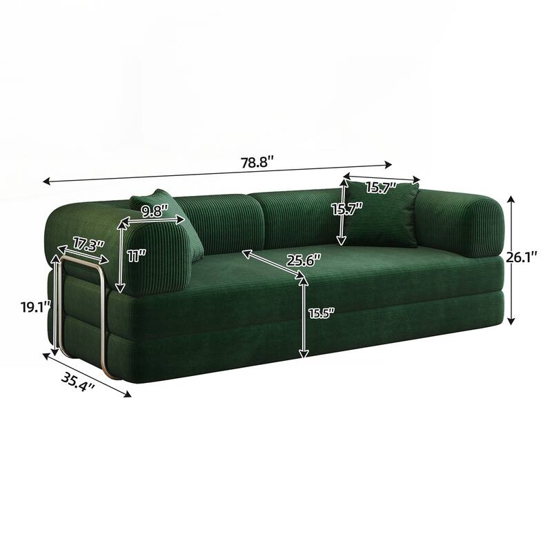 Compression Sofa,Convertible Floor Sofa Bed-with Pillow Back Support Armrest,Comfy Futon Couch Sleeper Bed - Green