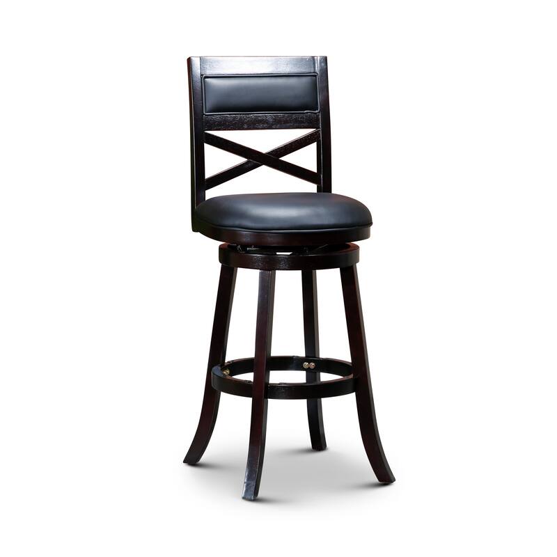 DTY Indoor Living Meeker X-Back Swivel Stool - Espresso Finish/Black Bonded Leather - Bar Height - 29-32 in.
