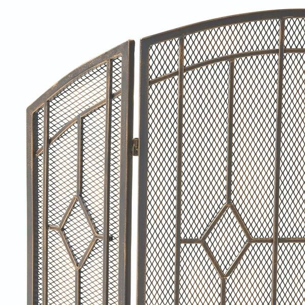 Shop 40 75 Black And Gold Contemporary 3 Paneled Fireplace Screen Overstock 30350663