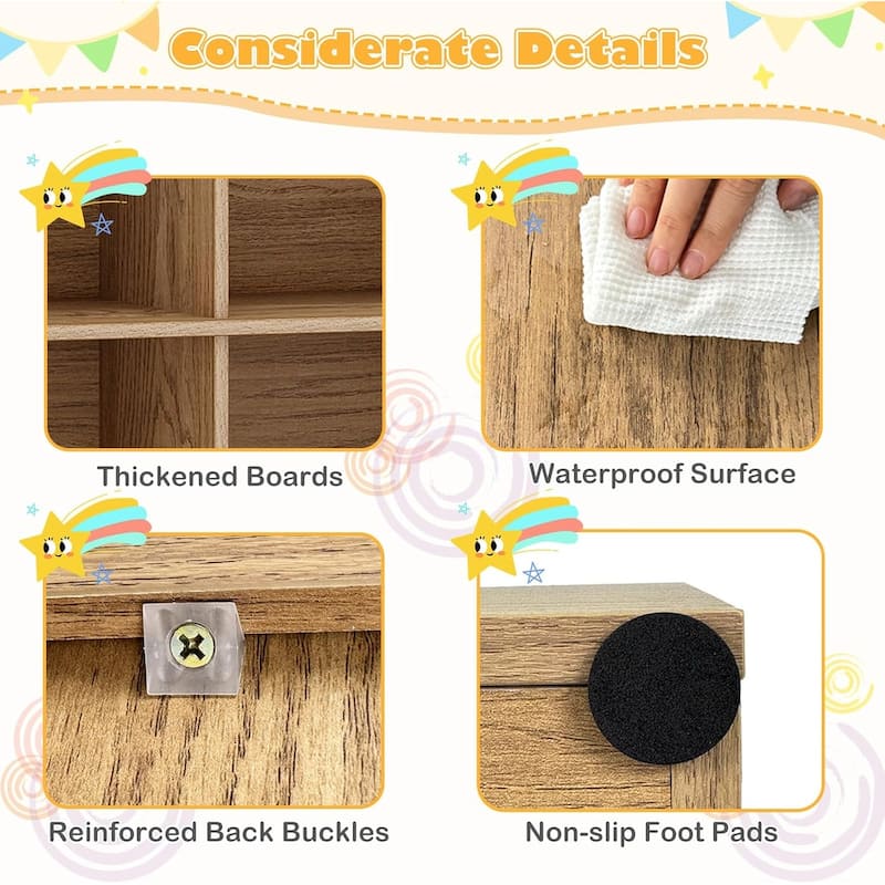 Kids Toy Storage Organizer w/Bookcase Wooden Toy Storage Unit