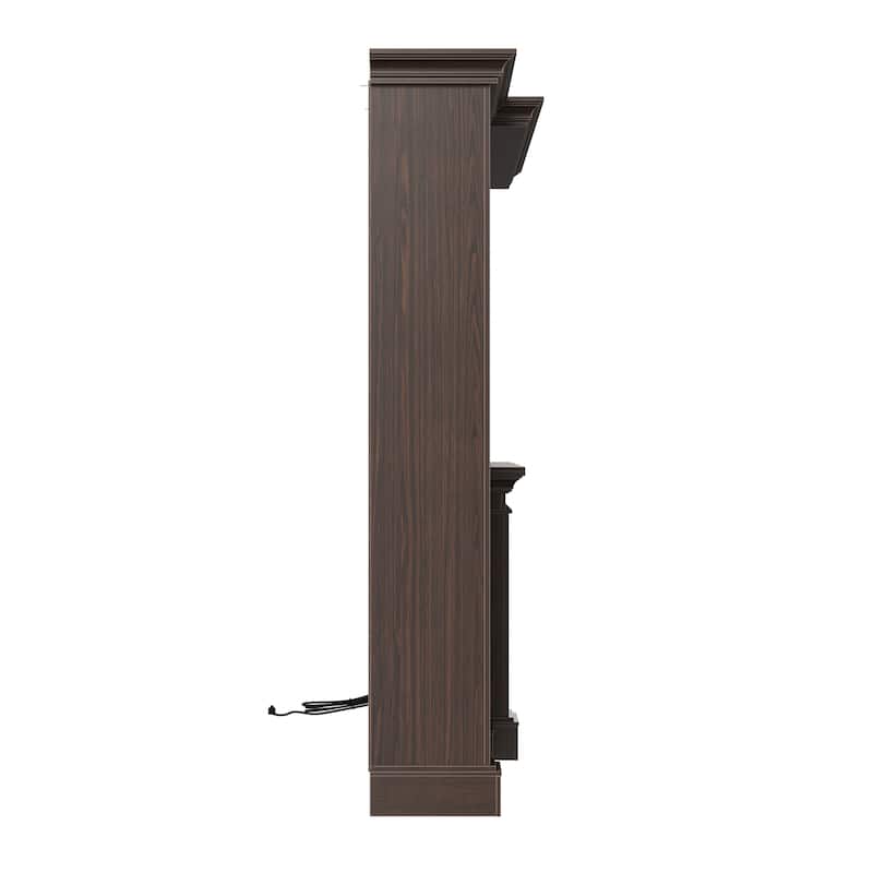 Electric Fireplace Mantel with Bookshelves, 115.5" Entertainment Center with Built-in Shelving