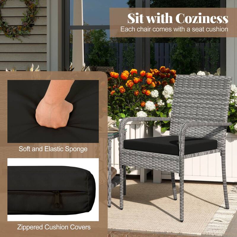 Costway 3 PCS Patio Furniture Set with Seat Cushions & Tempered Glass - See Details