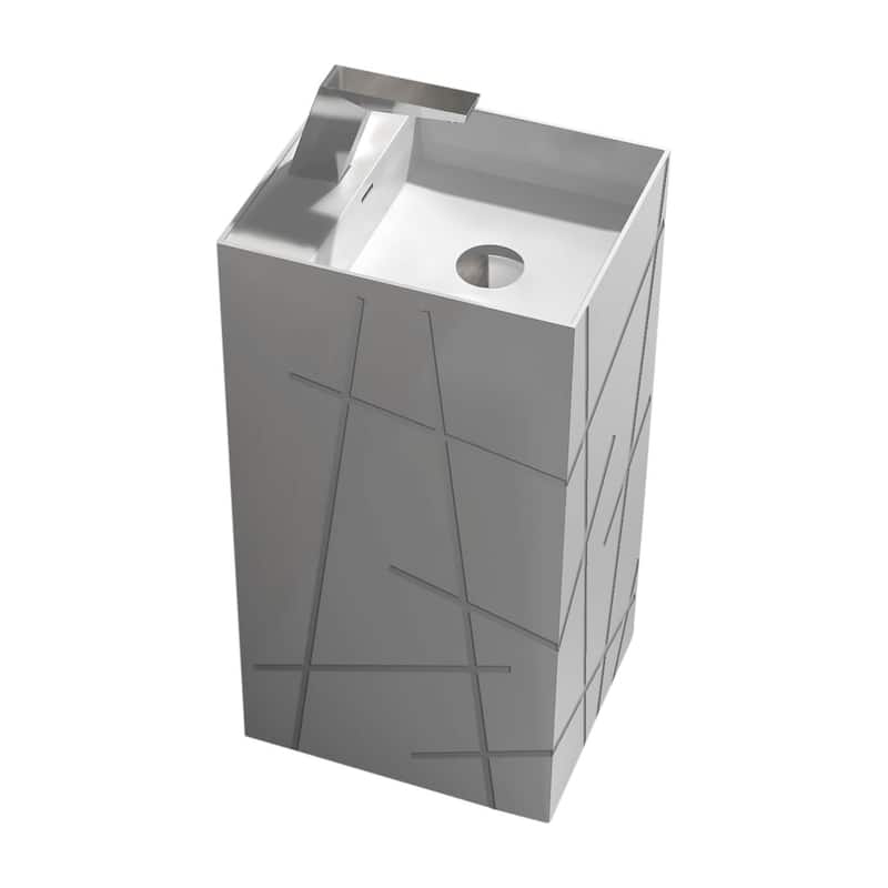 Springhill Collection Pedestal, Elegant Square Shaped Pedestal Sink, Centerset Faucet Hole, Solid Surface