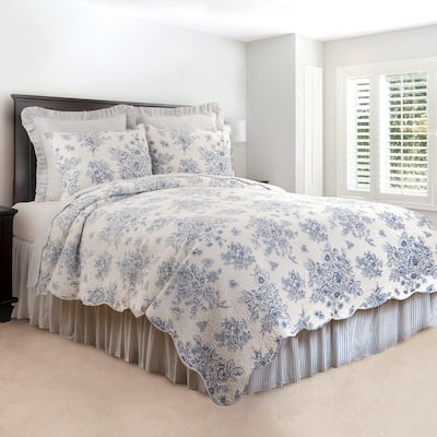 Sutton Blue Vintage Rose Cotton Quilt