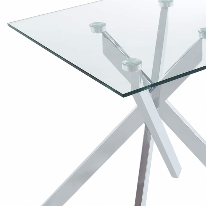 Modern and contemporary End Table Square Coffee Table With Glass Top