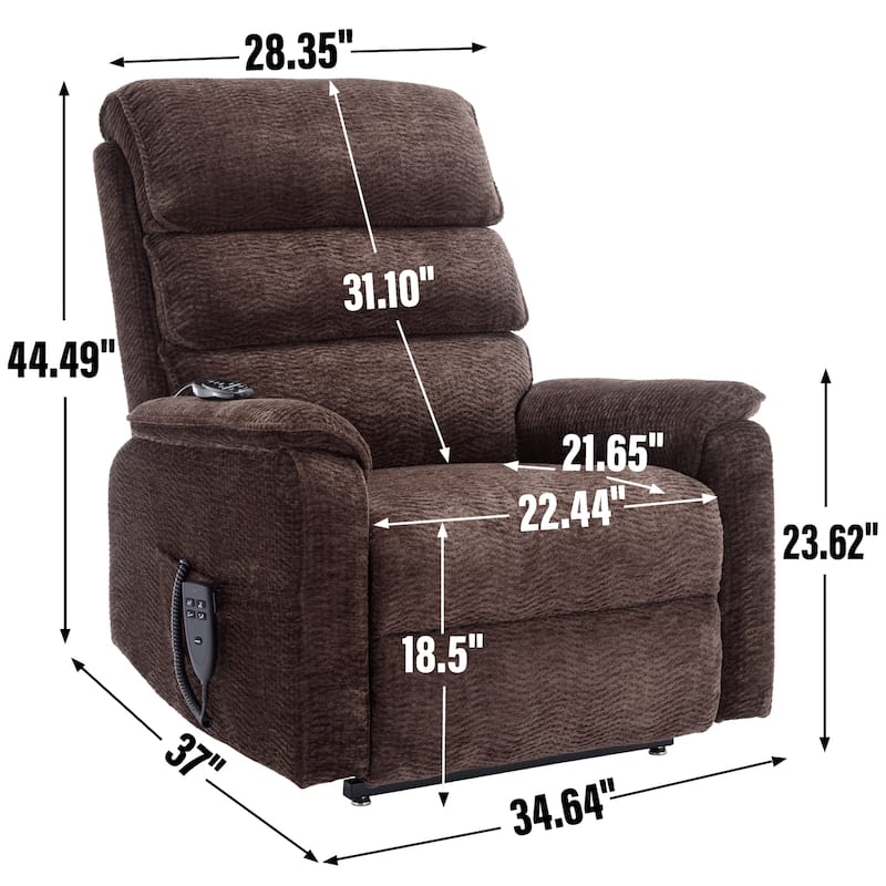 Casual Chenille Dual Motor Power Lift Recliner Chair for Elderly, Electric Sofa Chair with Heat Massage, Lving Room Single Sofa
