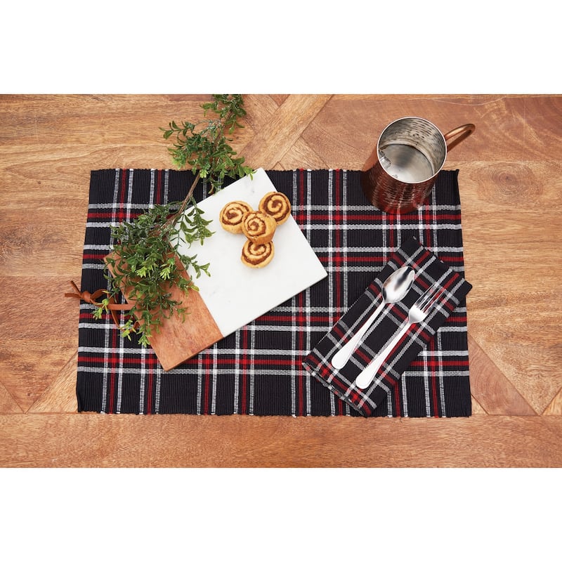 Poinsettia Plaid Woven Placemat Set of 6 - Set of 6
