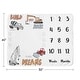 preview thumbnail 4 of 4, Construction Truck Collection Boy Baby Monthly Milestone Blanket - Grey Yellow Orange Red and Blue Transportation Chevron Arrow