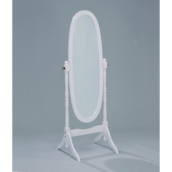 Oval Cheval Floor Mirror in White Finish. Opens flyout.