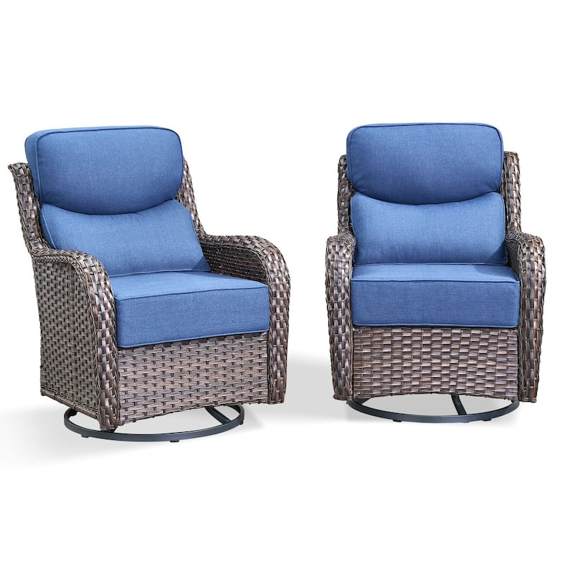 Arcadia 5-Piece Wicker Patio Swivel Glider Set with 6-Inch Thick Cushions