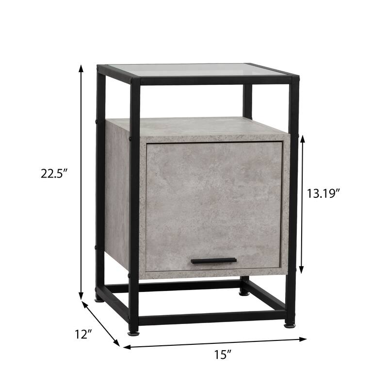 Tempered Glass Nightstand Concealed with Pulldown Door Bed