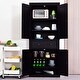 preview thumbnail 3 of 8, HOMCOM 72" Traditional Freestanding Kitchen Pantry Cabinet Cupboard with Doors and 3 Adjustable Shelves, Black