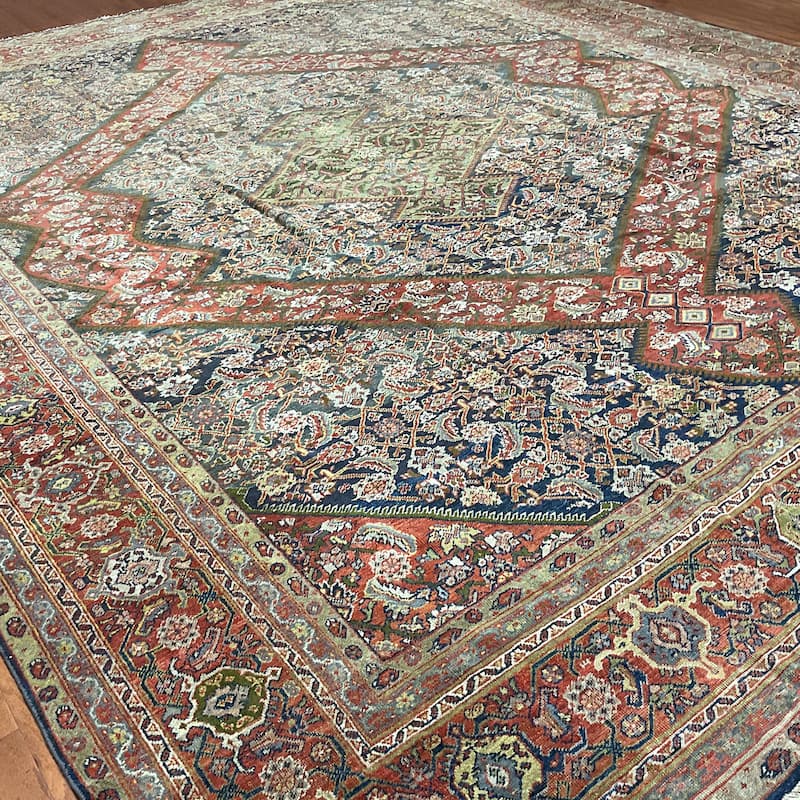 HERAT ORIENTAL Antique 1860s Malayer Wool Rug - 13' x 15'10"