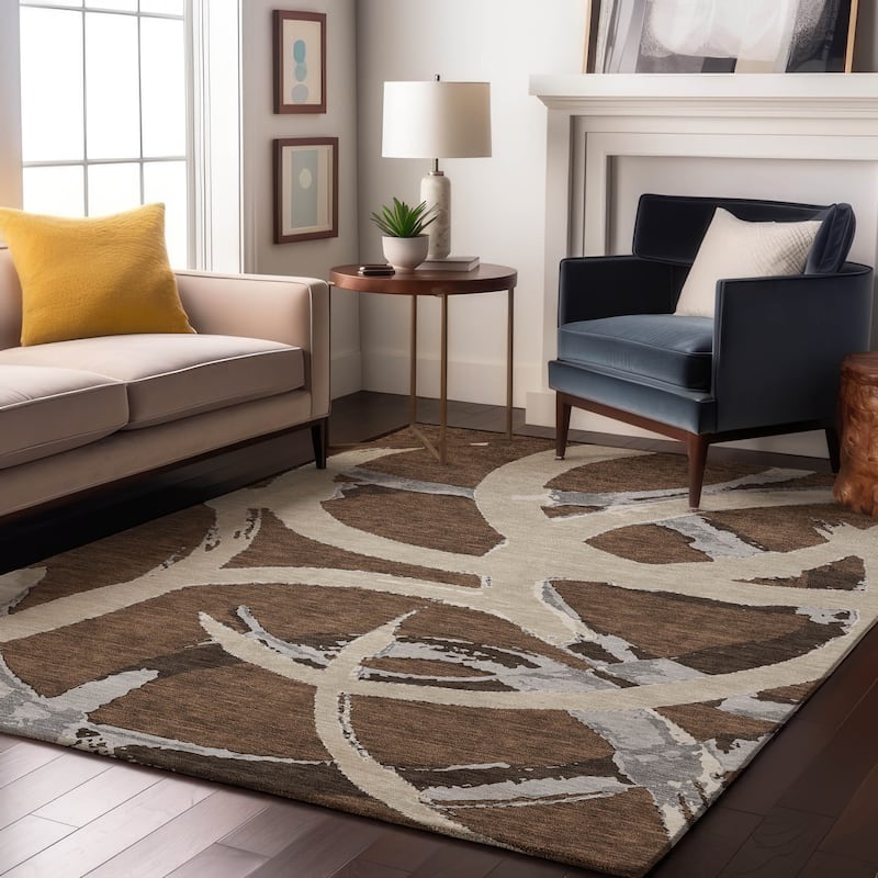 Premium Washable Super Soft Modern Zeus Mayfield Rug - Brown - 10' x 14'