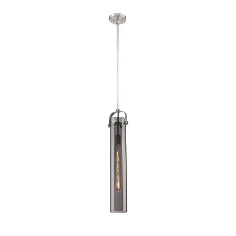 Innovations Lighting Pilaster - 1 Light 4" Stem Hung Pendant - Satin Nickel/Plated Smoke