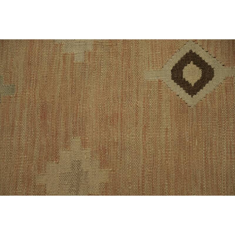 Hand Woven Oriental 100% Wool Carpet Southwestern Tribal Oranges & Rust Kilim Area Rug - 13' 2'' X 9' 4''