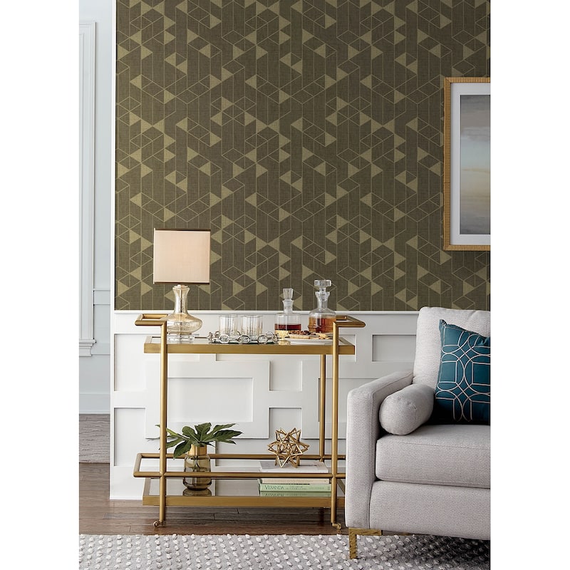 Scott Living Fairbank Chocolate Linen Geometric Wallpaper