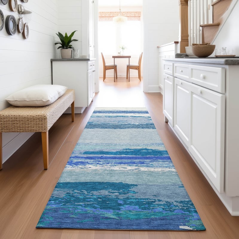 Premium Washable Super Soft Abstract Ombre Mayfield Rug - Blue - 2'3" x 7'6"